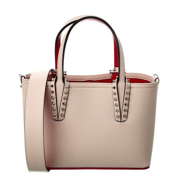 Christian Louboutin Women's Cabata Studded Leather Shoulder Bag Beige